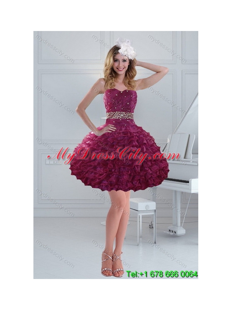 Exquisite Burgundy Sweet 15 Classic Quinceanera Dresses with Beading and Ruffles