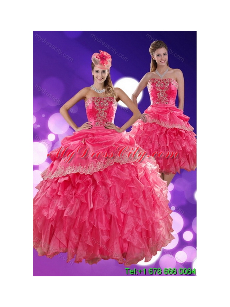 The Super Hot Strapless Classic Quince Dresses with Ruffles and Appliques