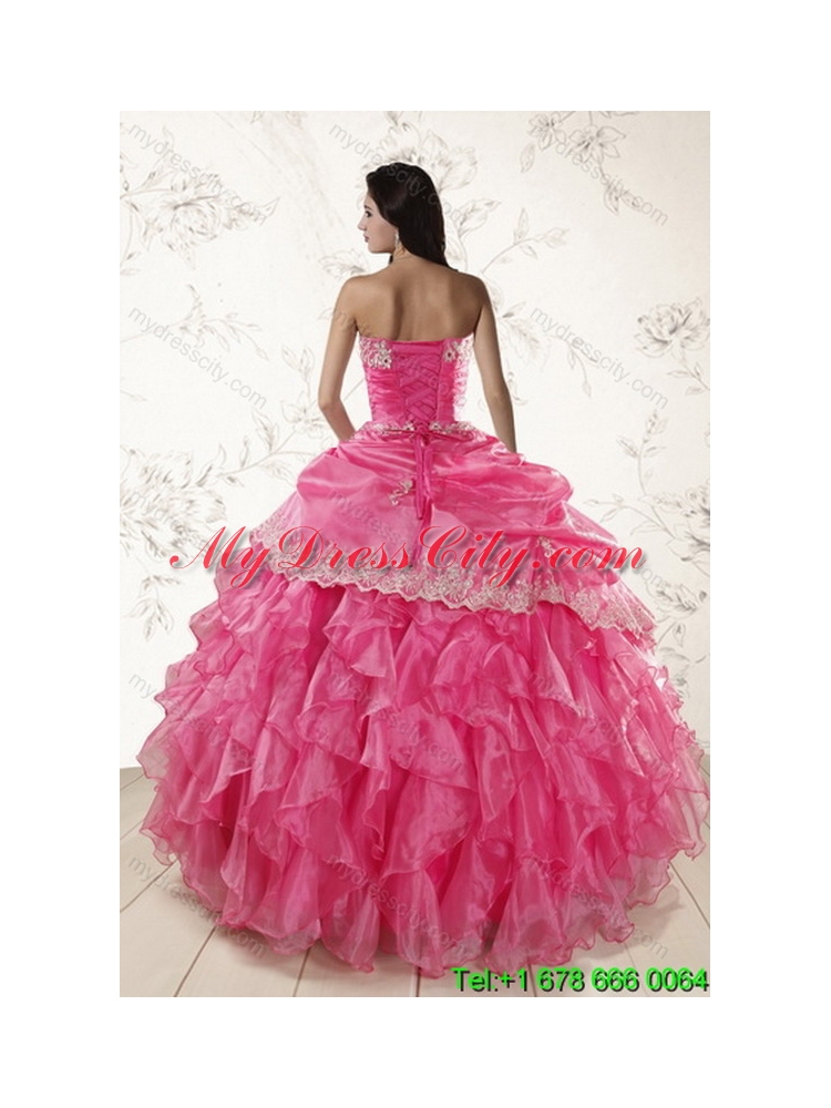 The Super Hot Strapless Classic Quince Dresses with Ruffles and Appliques
