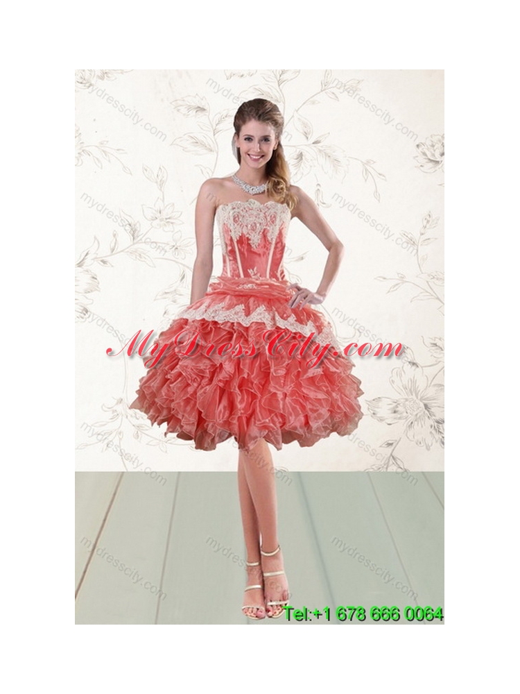 Unique 2015 Fashionable Strapless  Quinceanera Dresses in Watermelon