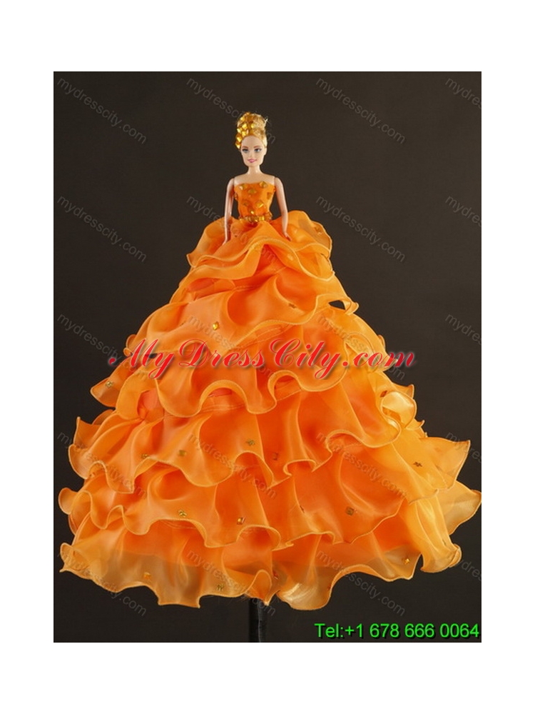 2015 Sweetheart Unique Yellow Sweet 15 Dresses with Beading and Ruffles
