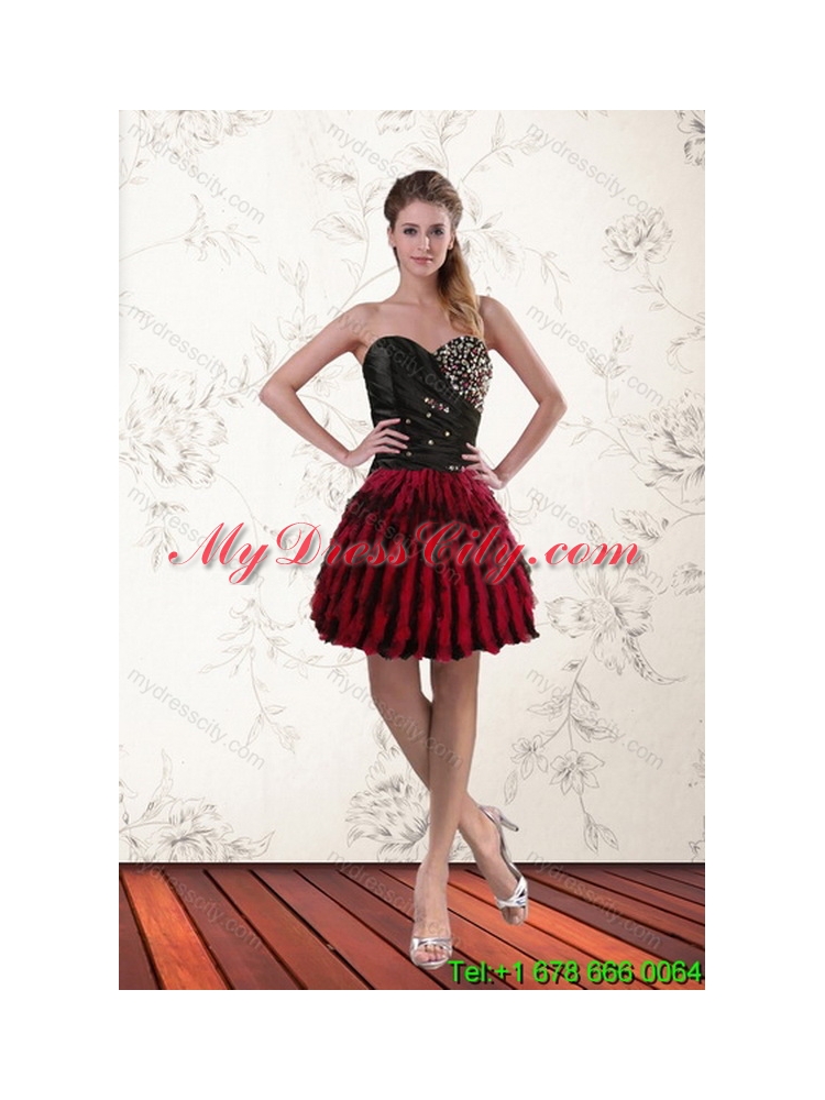Unique Flirting Multi Color Sweetheart Sweet 16 Dresses with Ruffles and Beading