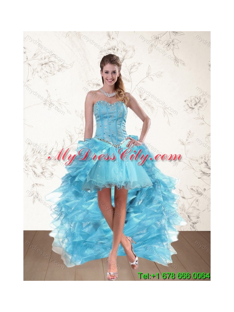 Unique Multi Color Sweetheart Quinceanera Dress with Ruffles and Beading