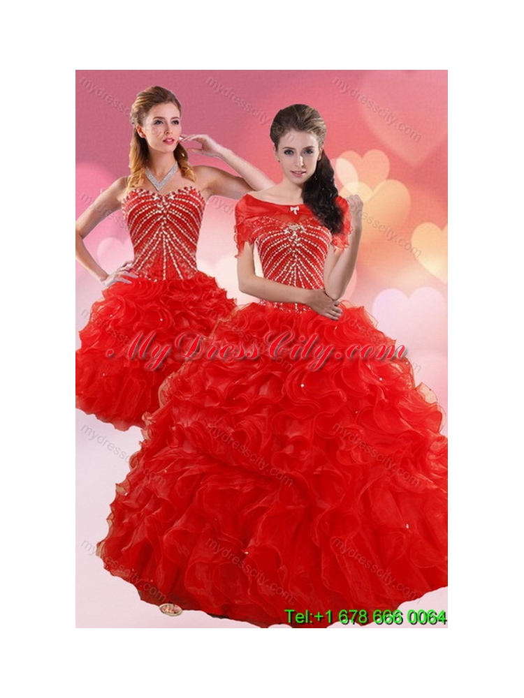 2015 Brand New Unique Quinceanera Dresses With Beading and Ruffles