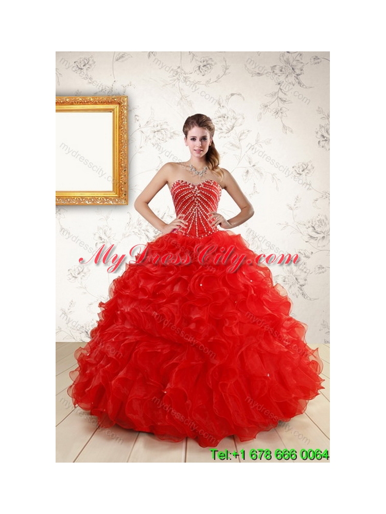 2015 Brand New Unique Quinceanera Dresses With Beading and Ruffles