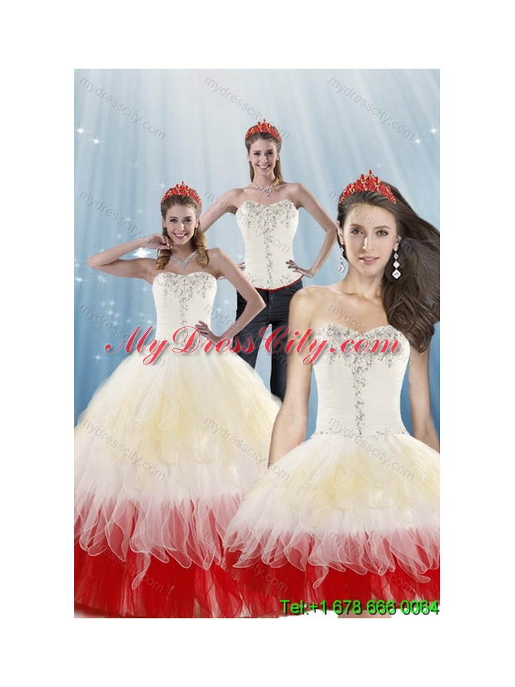 2015 Fashionable Multi Color Unique Quinceanera Dresses with BeadingLayers