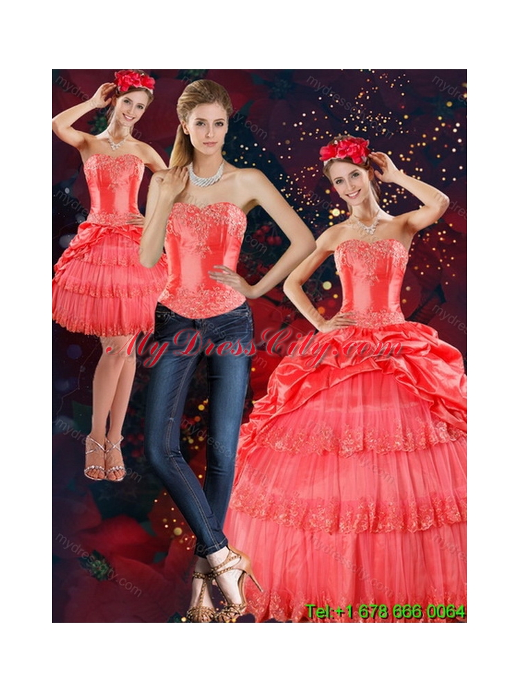 2015 Strapless Unique Quinceanera Dresses with Pick Ups and Beading