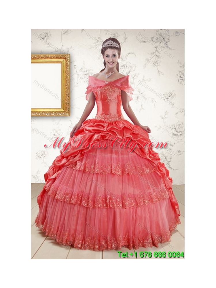 2015 Strapless Unique Quinceanera Dresses with Pick Ups and Beading