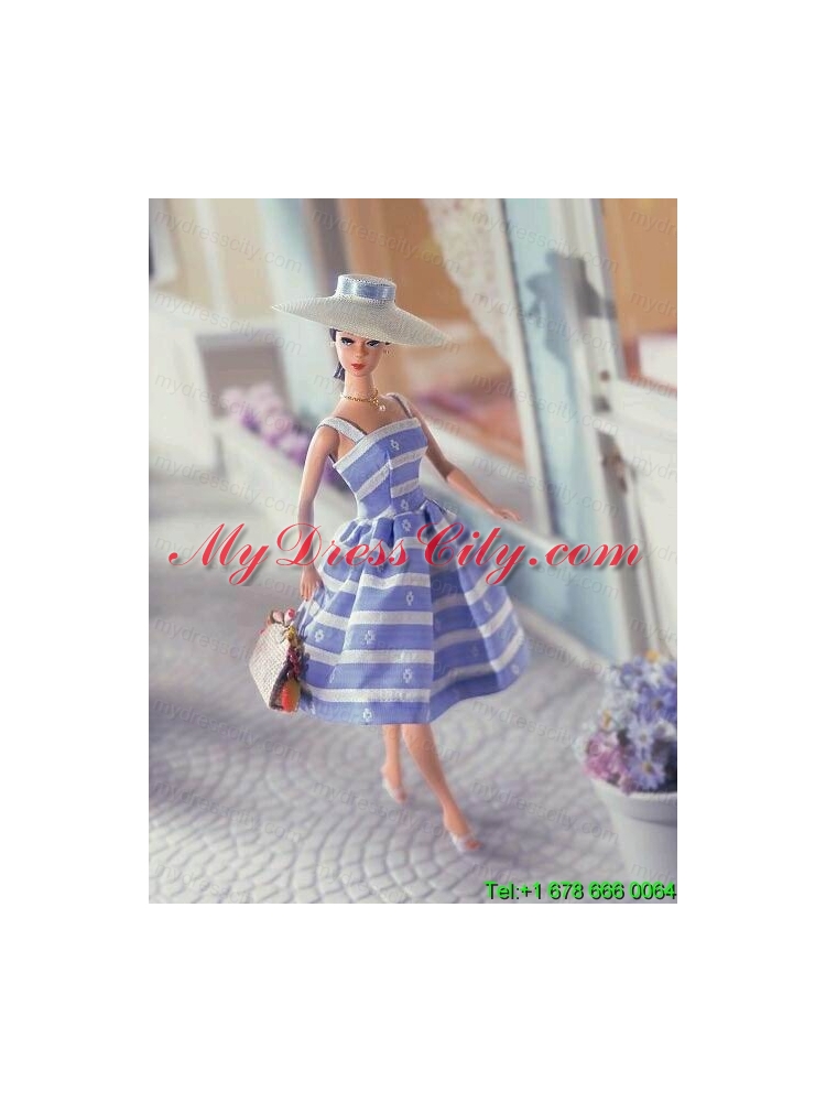 Elegant Embroidery Gown with Straps Tea-length Made to Fit the Barbie Doll