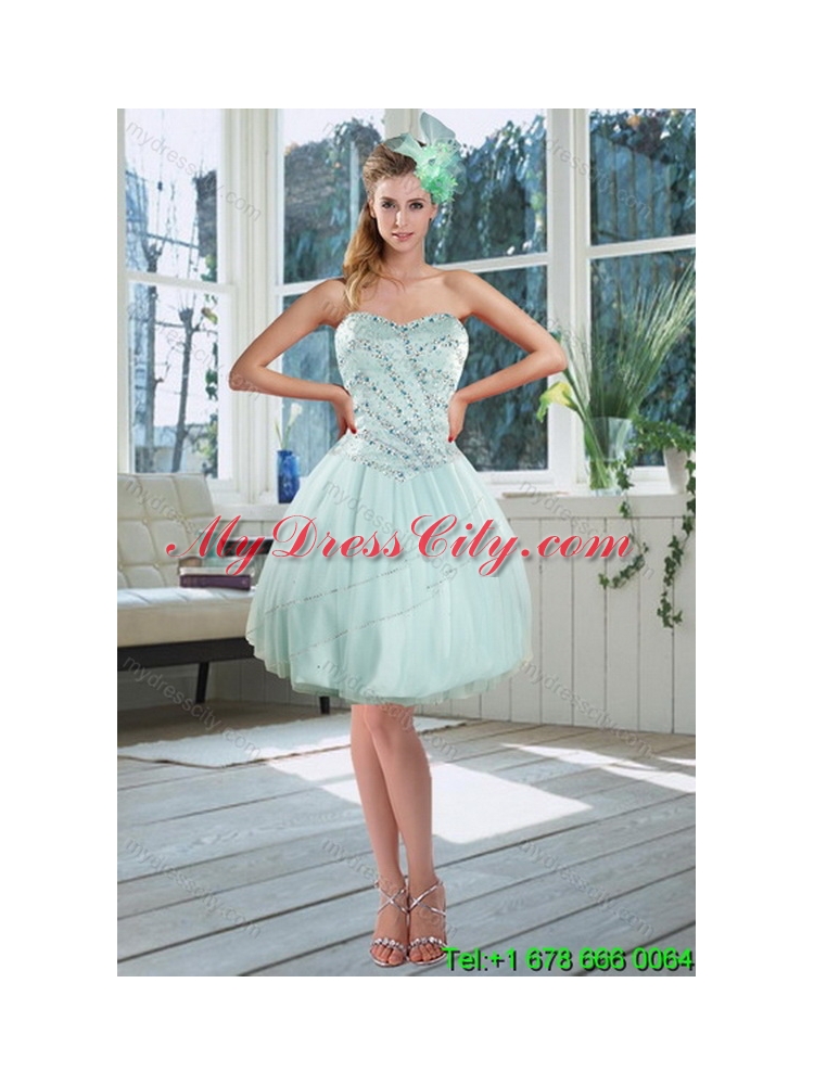 Designer Apple Green Strapless 2015 Quinceanera Dresses with Beading