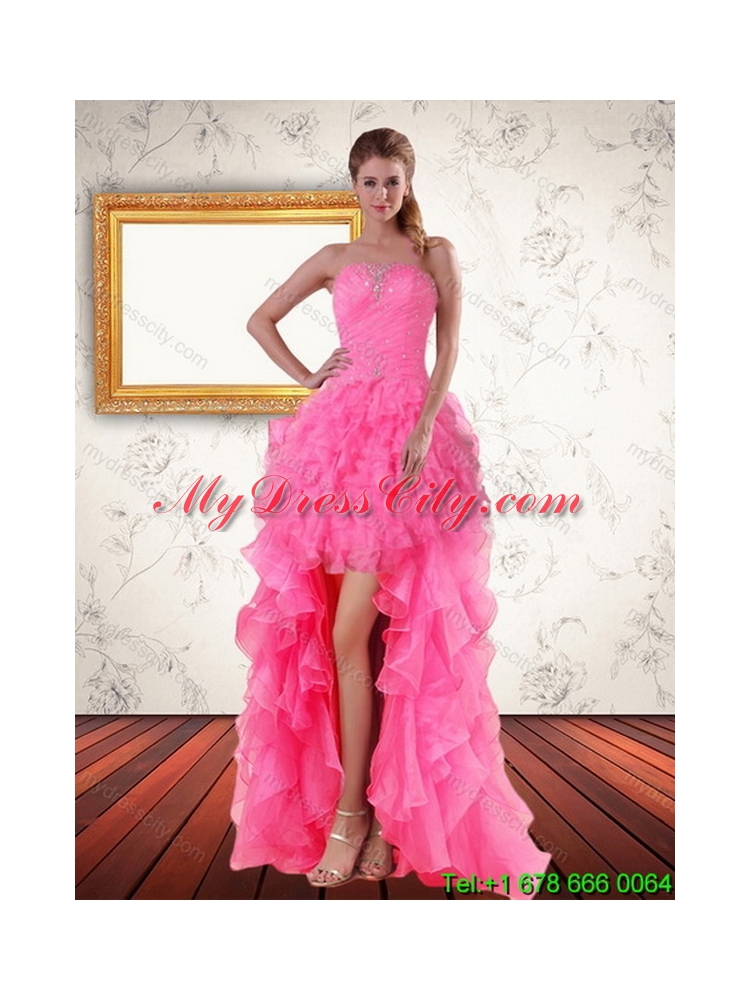 Designer Strapless Floor Length Quinceanera Dress with Beading and Ruffles