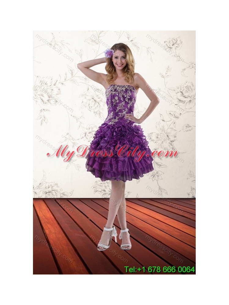 2015 Detachable Purple Quinceanera Skirts with Appliques and Ruffles