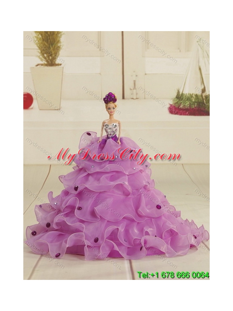 2015 Detachable Purple Quinceanera Skirts with Appliques and Ruffles