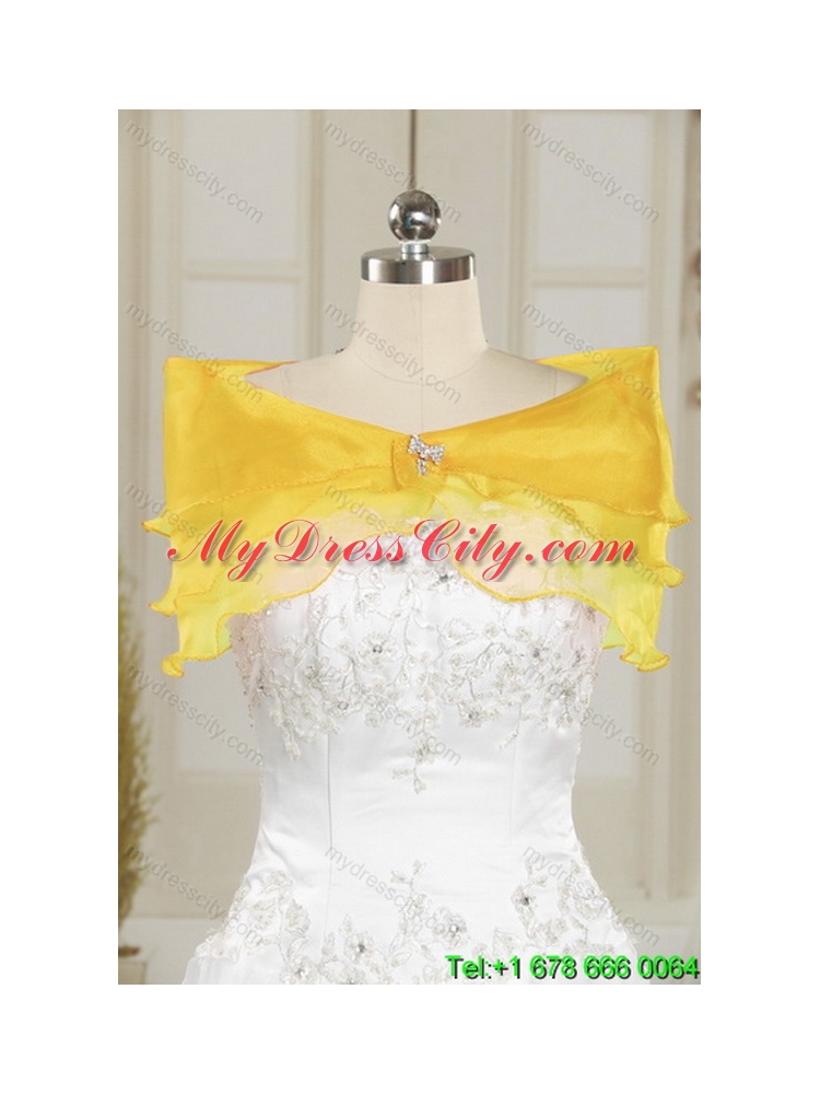2015 Detachable Ruching Quinceanera Skirts in Yellow and Green