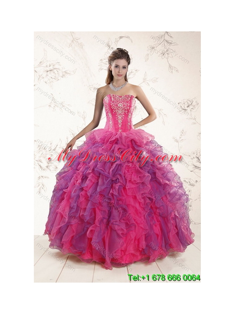 2015 Detachable Spring Multi Color Quinceanera Skirts with Appliques