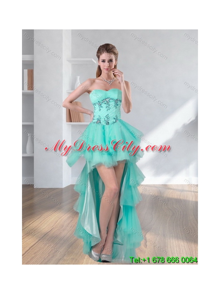 Detachable Apple Green Sweetheart 2015 Quinceanera Skirts with Appliques and Beading