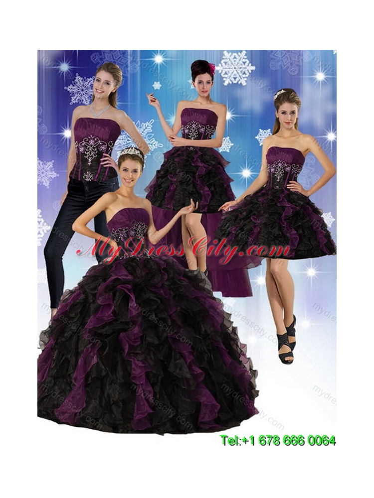 Detachable Multi Color Strapless Quinceanera Skirts with Ruffles and Embroidery