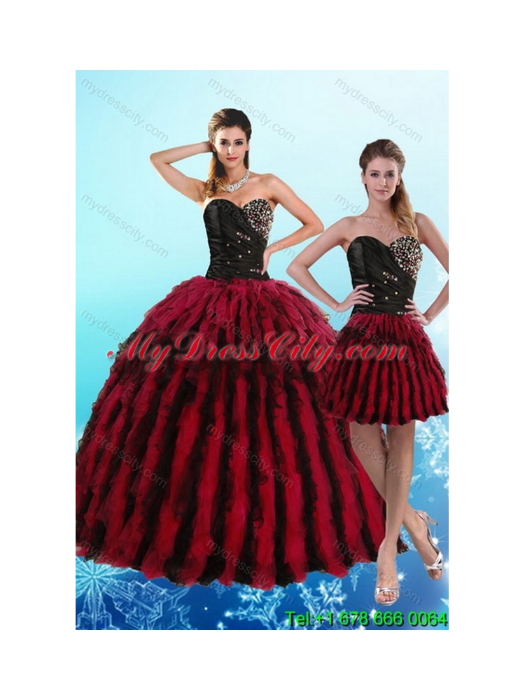 Detachable Multi Color Sweetheart Quinceanera Skirts with Beading and Ruffles