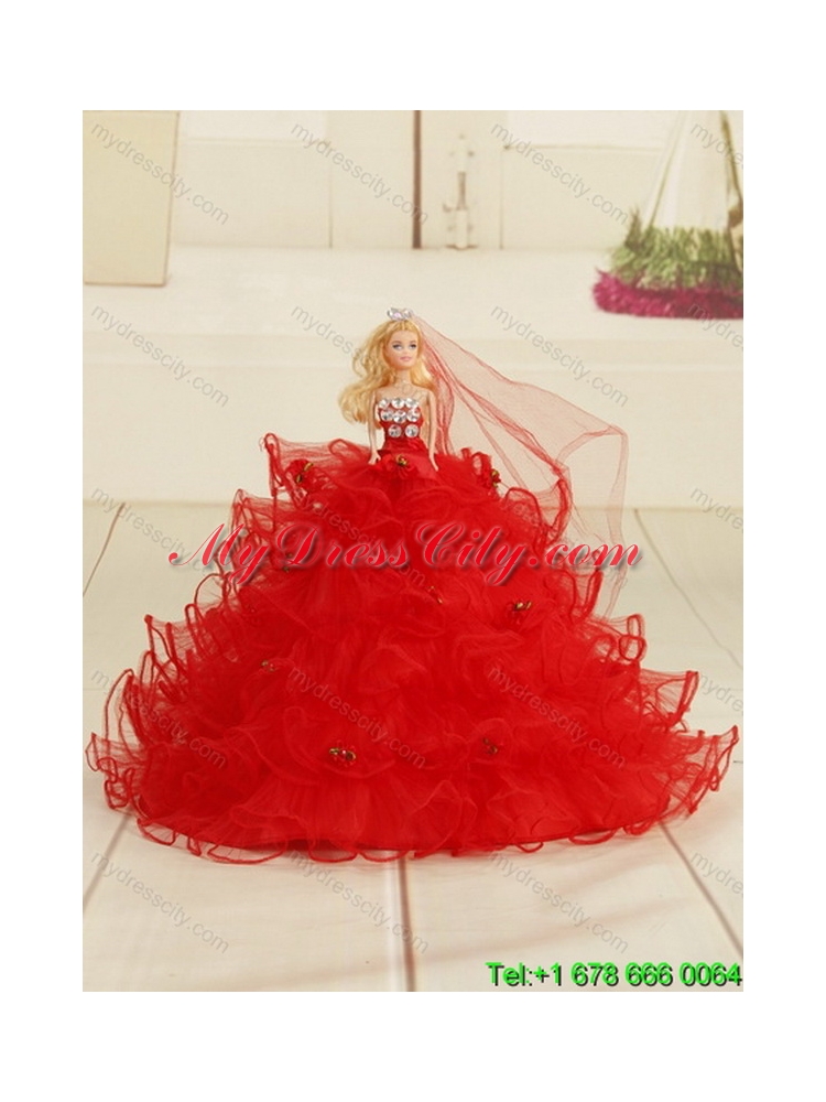 2015 Detachable Strapless Red Quinceanera Skirts With Appliques
