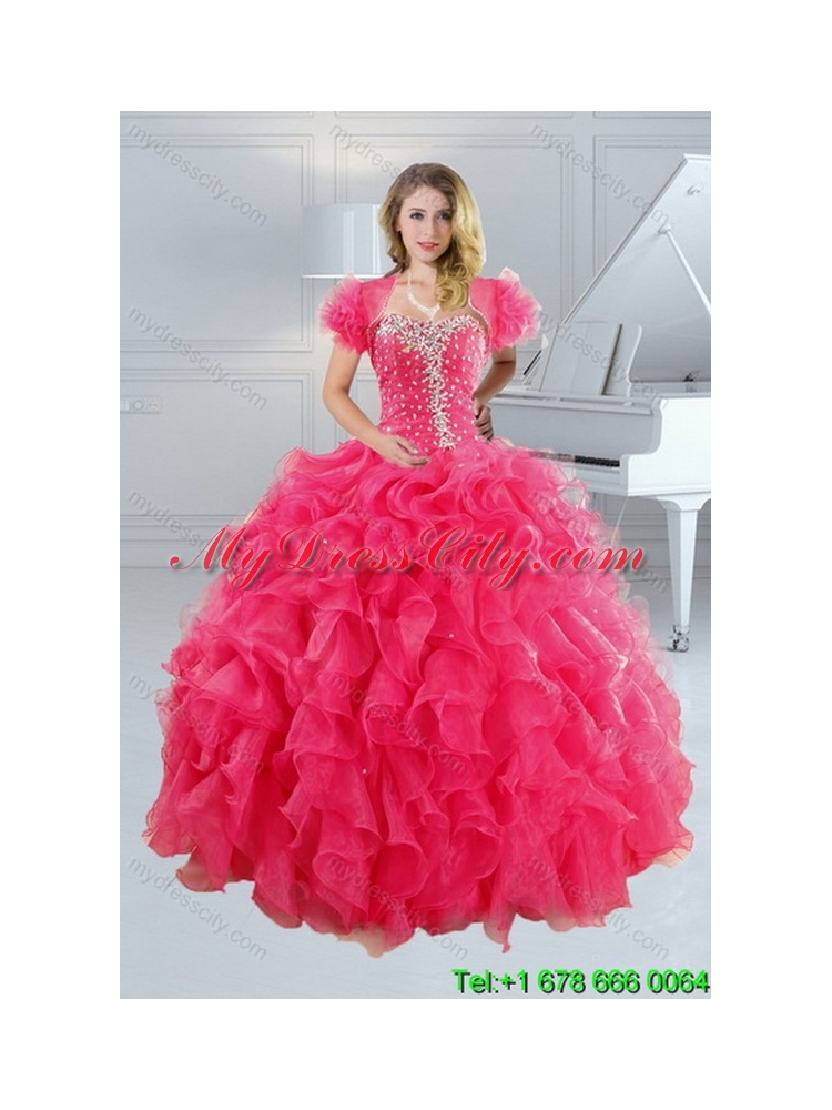 Detachable 2015 Hot Pink Quinceanera Skirts with Beading and Ruffles