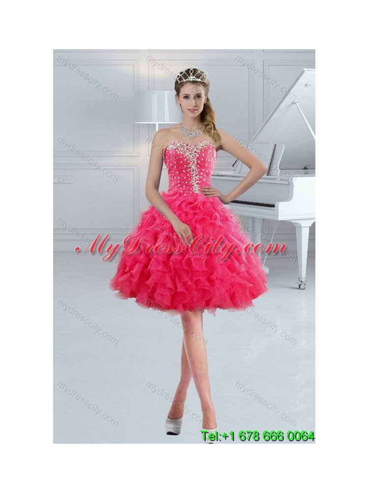 Detachable 2015 Hot Pink Quinceanera Skirts with Beading and Ruffles