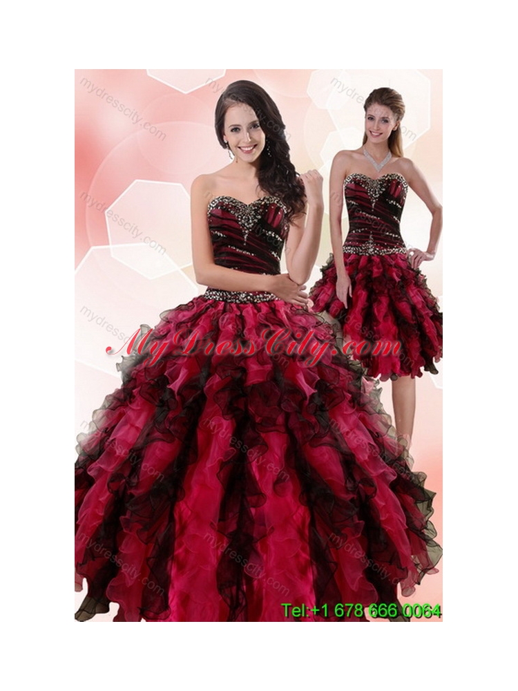 Detachable Multi Color Sweetheart Quinceanera Skirts with Ruffles and Beading for 2015