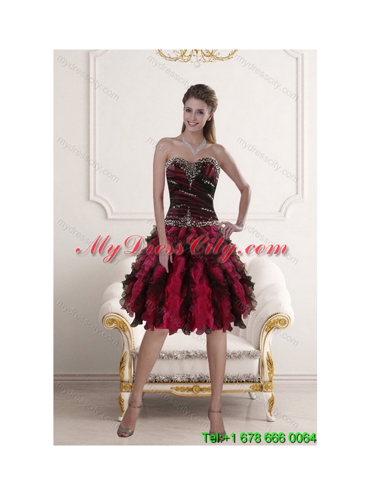 Detachable Multi Color Sweetheart Quinceanera Skirts with Ruffles and Beading for 2015
