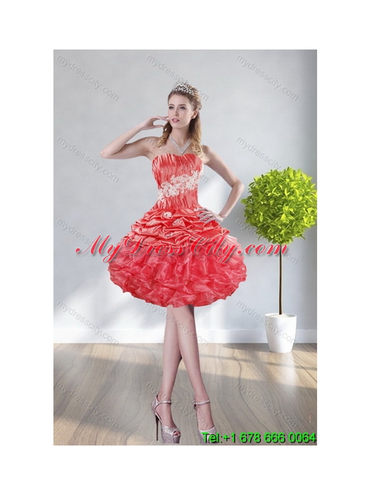 Detachable Watermelon Red Quinceanera Skirts with Appliques and Ruffles