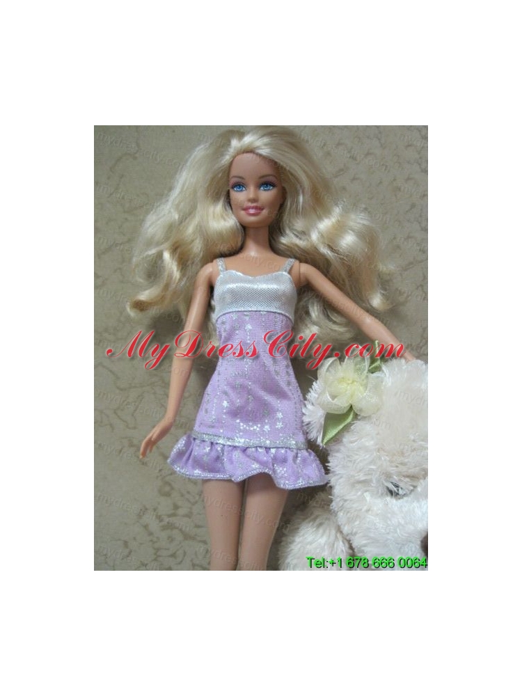Cute Handmade Lilac Party Dress With Sequin Dress For Barbie Doll