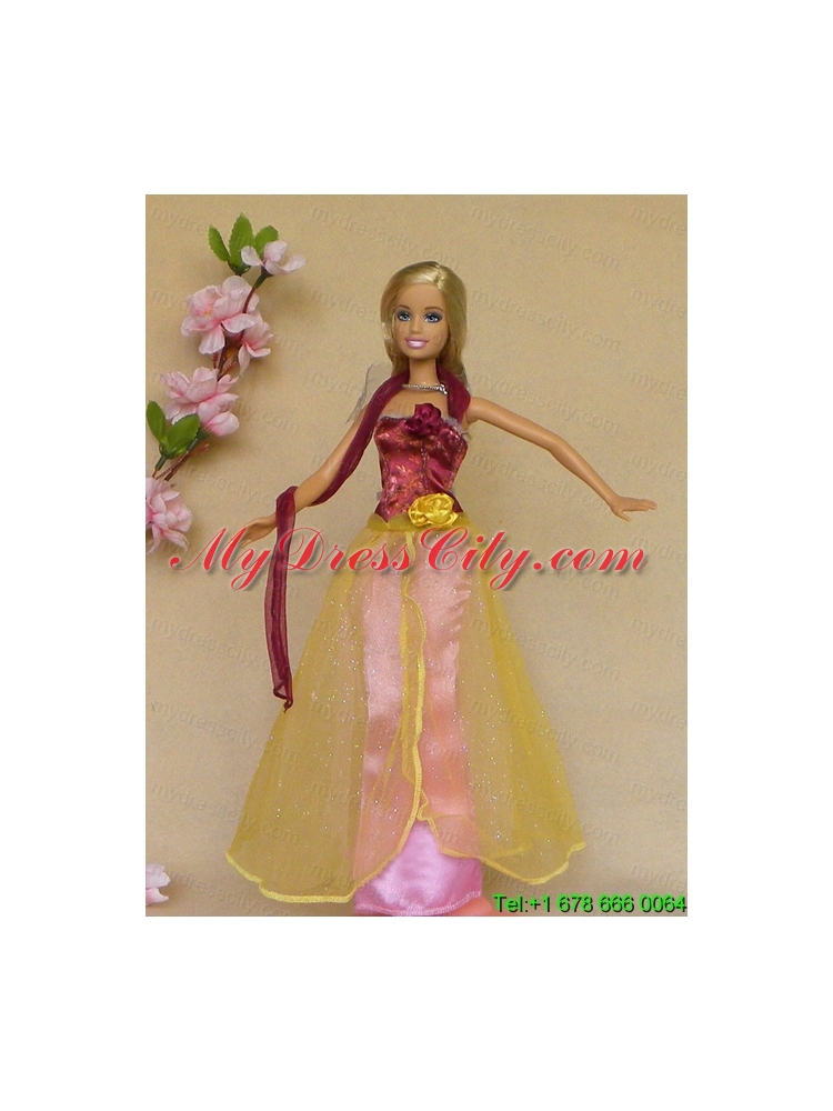 Colorful Hand Made Flowers Handmade Dresses Fashion Party Clothes Gown Skirt For Barbie Doll