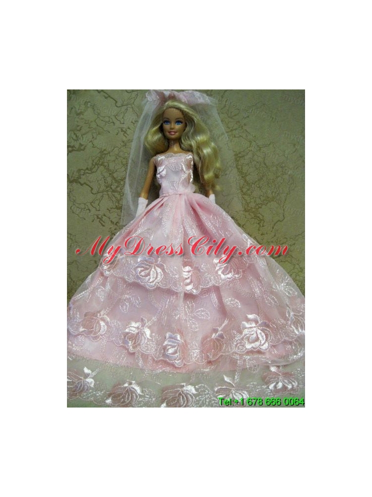 Luxurious Handmade Barbie Lace Wedding Dress For Barbie Doll
