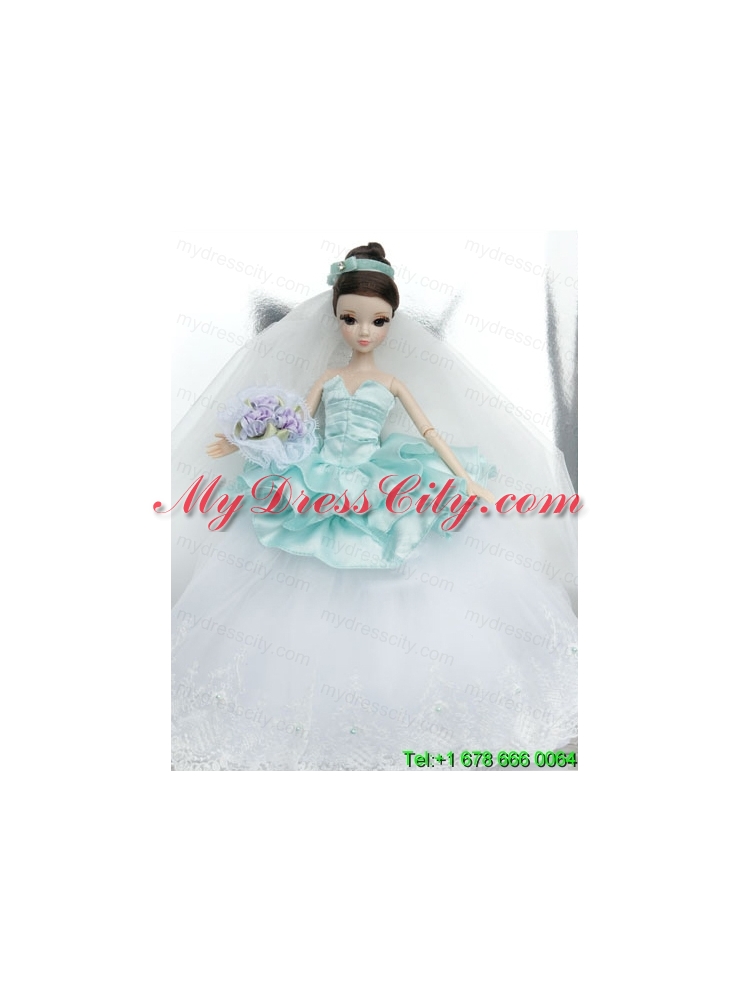 Beutiful Wedding Dress To Noble Barbie With Lace and Ruffles