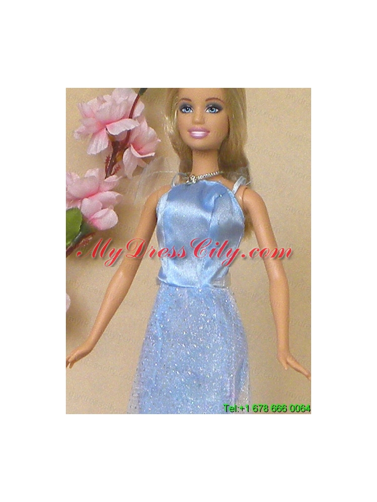 Simple Baby Blue Holiday Dress To Barbie Doll