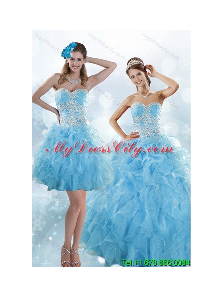 Elegant Appliques and Ruffles Baby Blue Sweet 15 Dresses