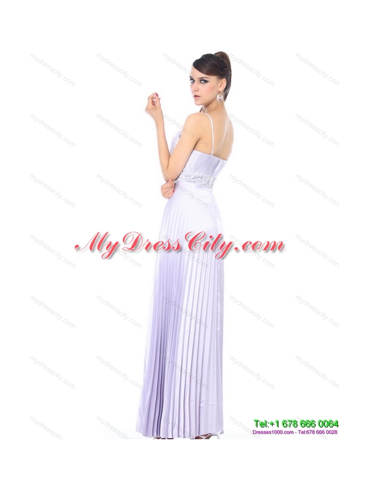 Elegant 2015 Empire V Neck Prom Dress with Pleats and Beading