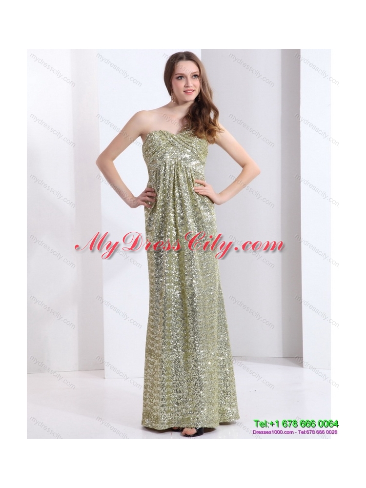 Exclusive One Shoulder Floor Length Sequined Prom Dress for 2015