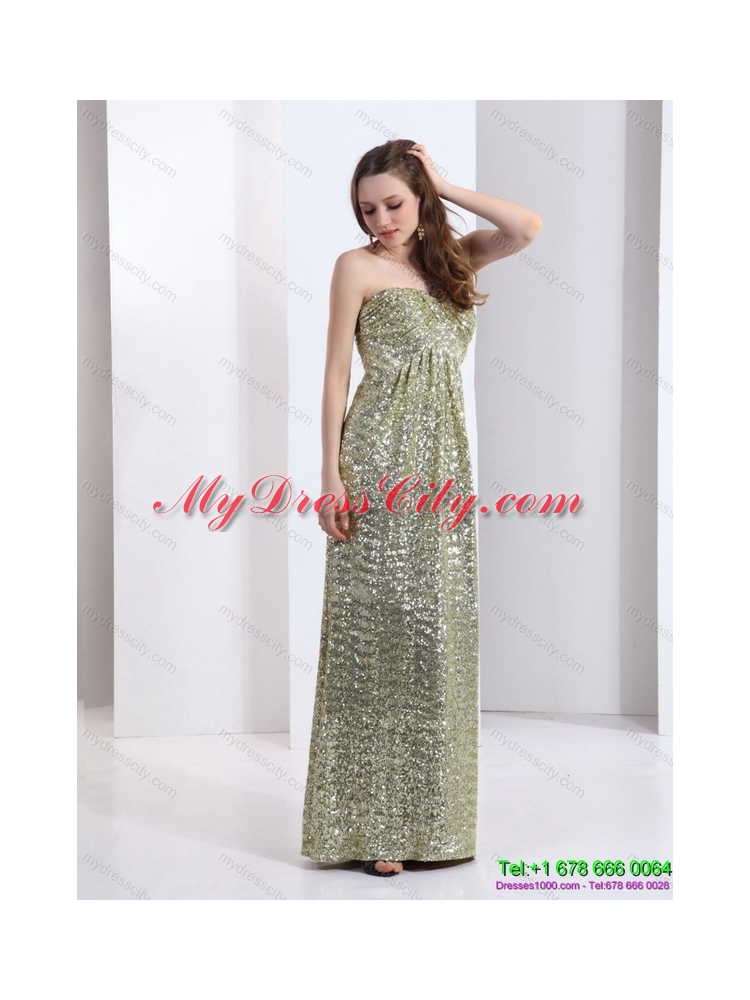 Exclusive One Shoulder Floor Length Sequined Prom Dress for 2015