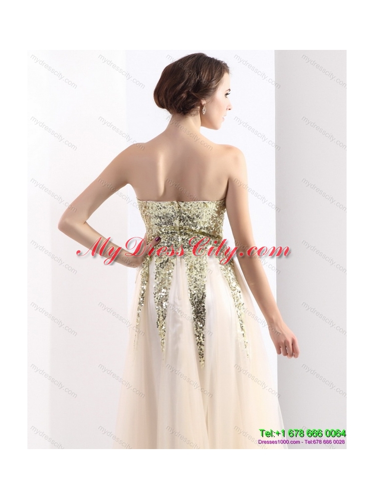Designer 2015 Sweetheart Floor Length Prom Dress with Sequins