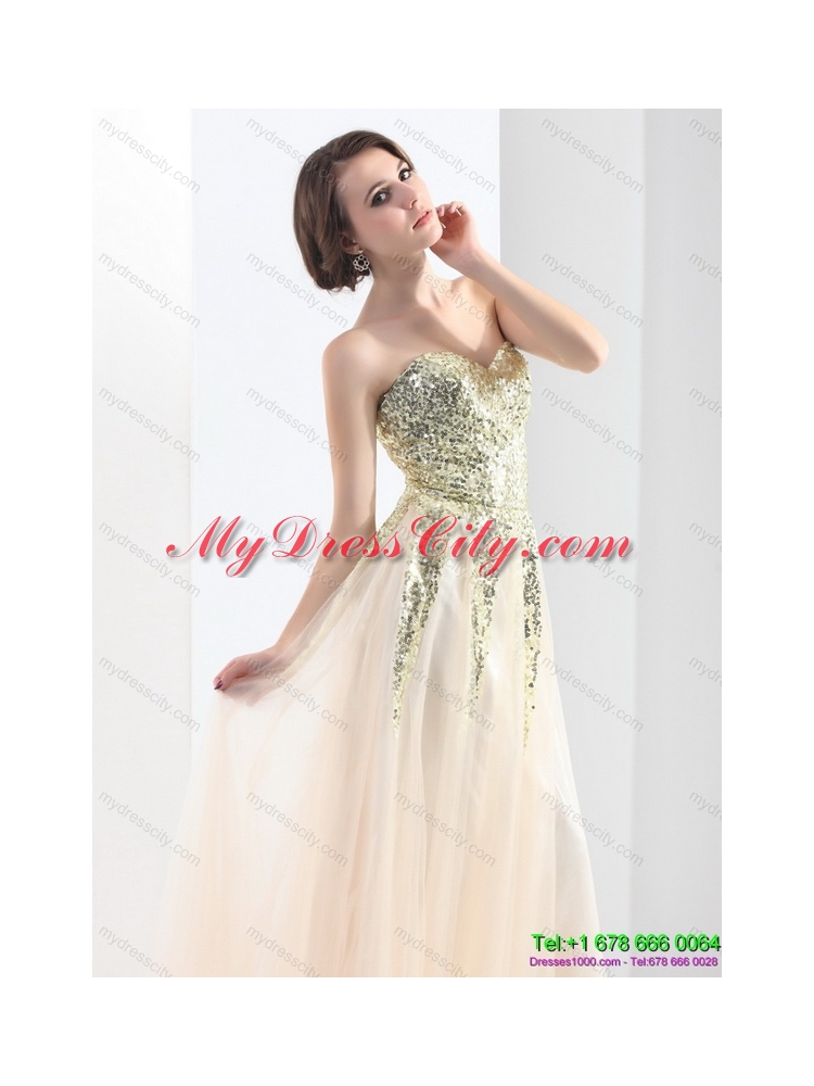 Designer 2015 Sweetheart Floor Length Prom Dress with Sequins