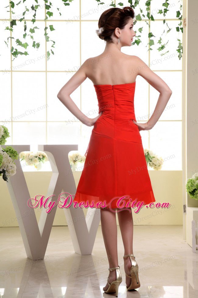 Red Homecoming Dress With Hand Made Flowers and Ruffles