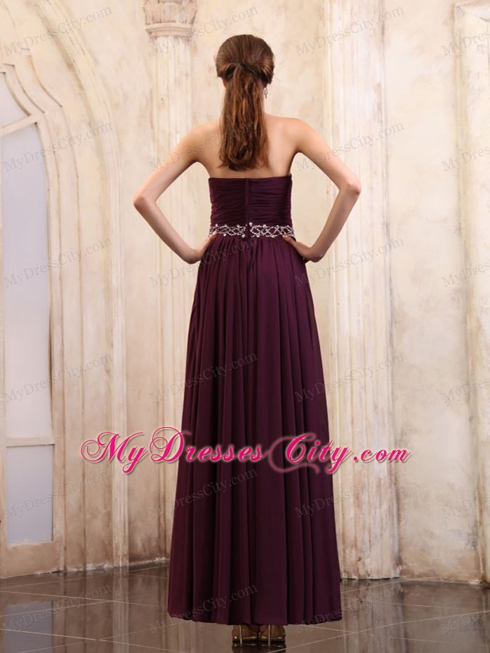 Dark Purple Homecoming Dress With Beading Ankle-length Style