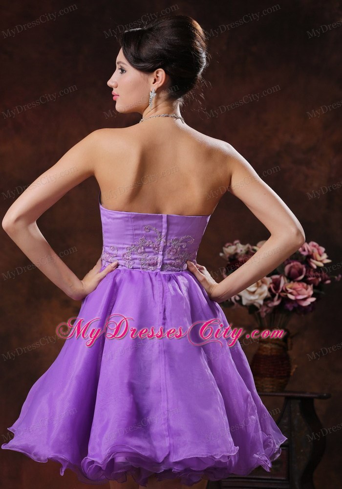 Sweetheart Lavender Short Homecoming Dress With Appliques Decorate