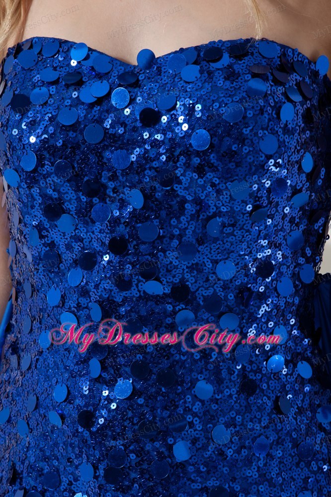 Detachable Royal Blue Homecoming Dress in Mini-length With Sequin