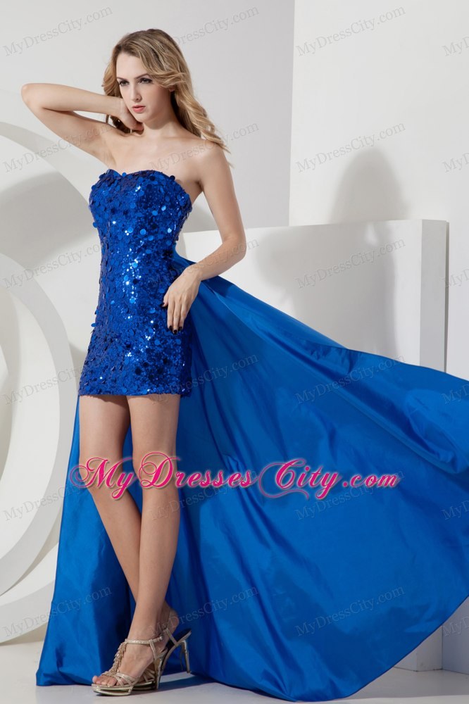 Detachable Royal Blue Homecoming Dress in Mini-length With Sequin