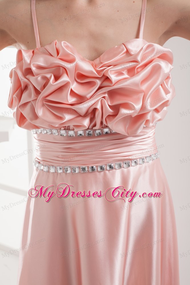 Flowers And Beads Decorate Straps High-low Homecoming Dress