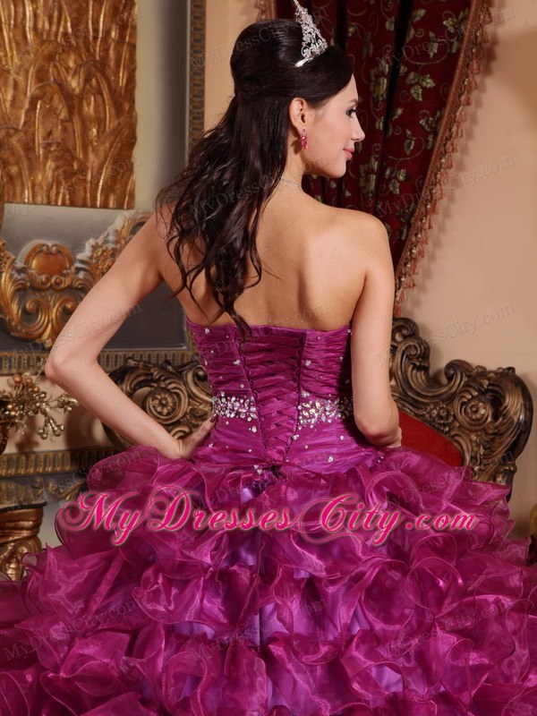 Organza Beading Ball Gown Dress for Sweet 16 in Purple Color
