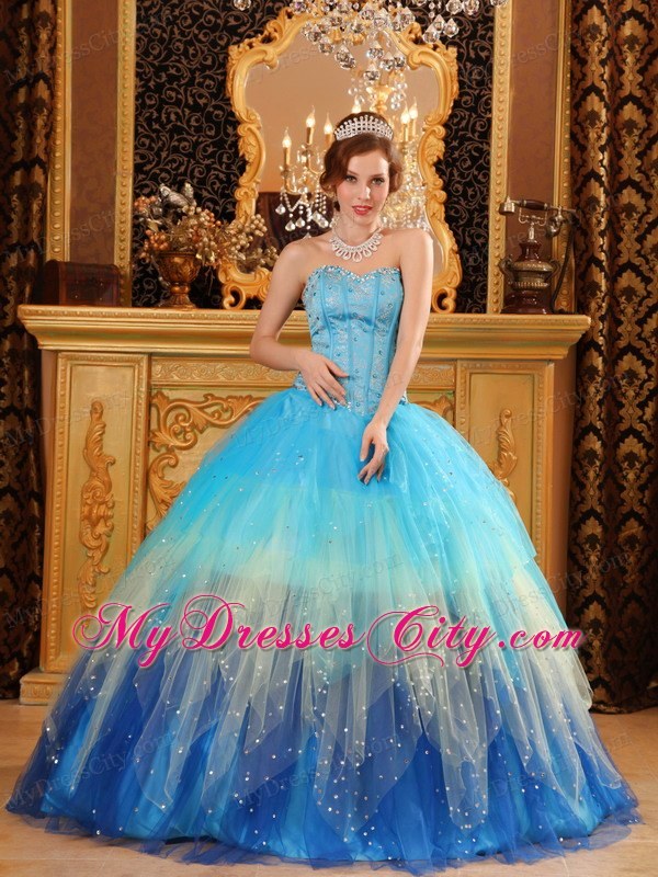Gorgeous Sweetheart Beading Blue Ball Gown Quinceanera Dress