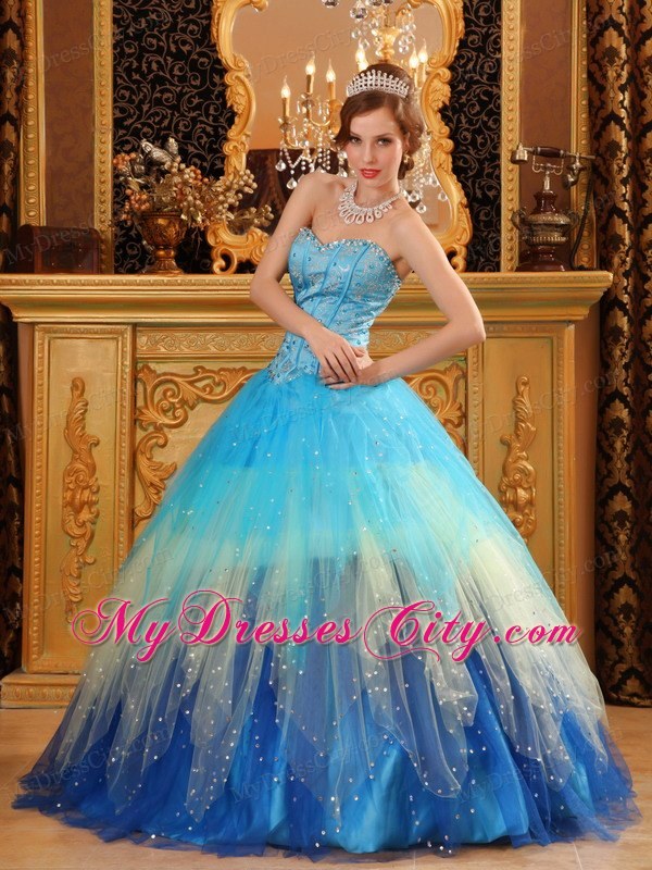 Gorgeous Sweetheart Beading Blue Ball Gown Quinceanera Dress