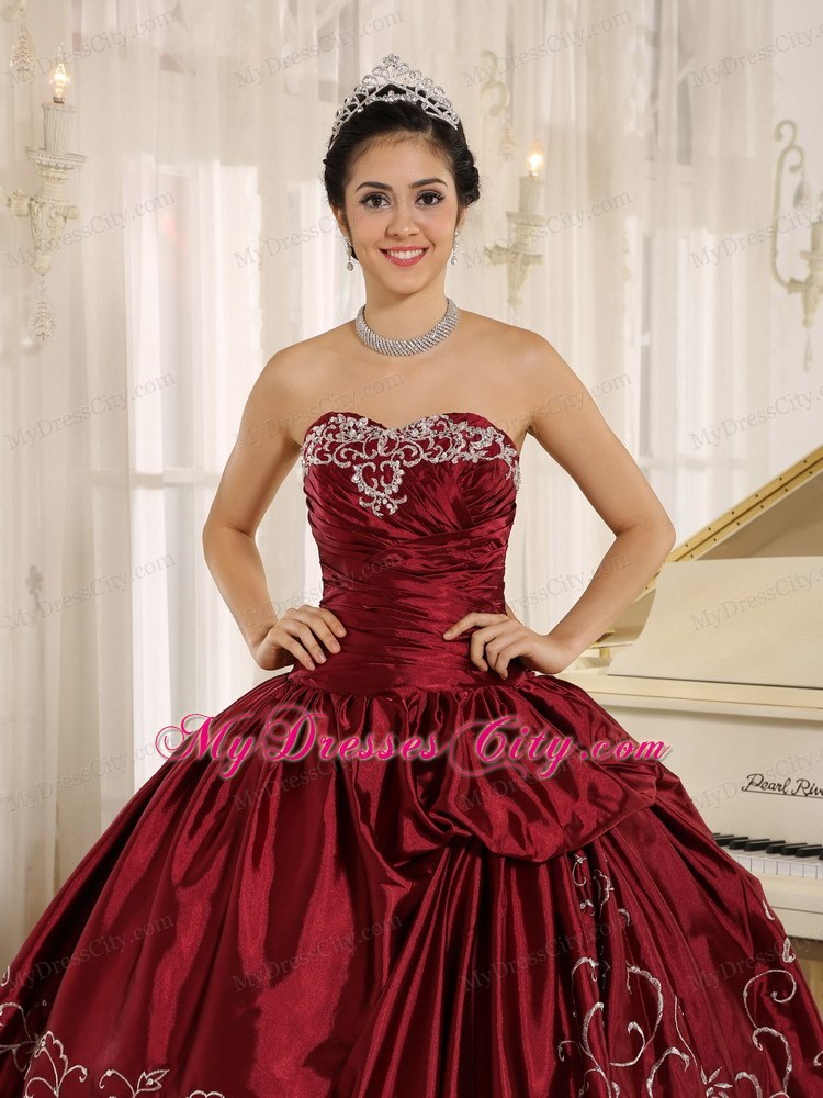 Classic Black and Wine Red Beaded Embroidered Quinceanera Dress