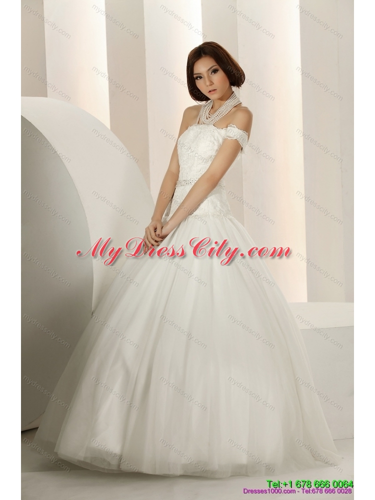 2015 Pretty Laced Strapless Maternity  Wedding Dresses with Beading